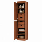 17" Coffee Solid Wood Free Standing Double Door Linen Cabinet
