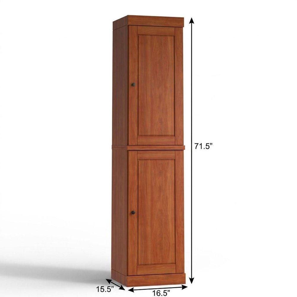 17" Coffee Solid Wood Free Standing Double Door Linen Cabinet