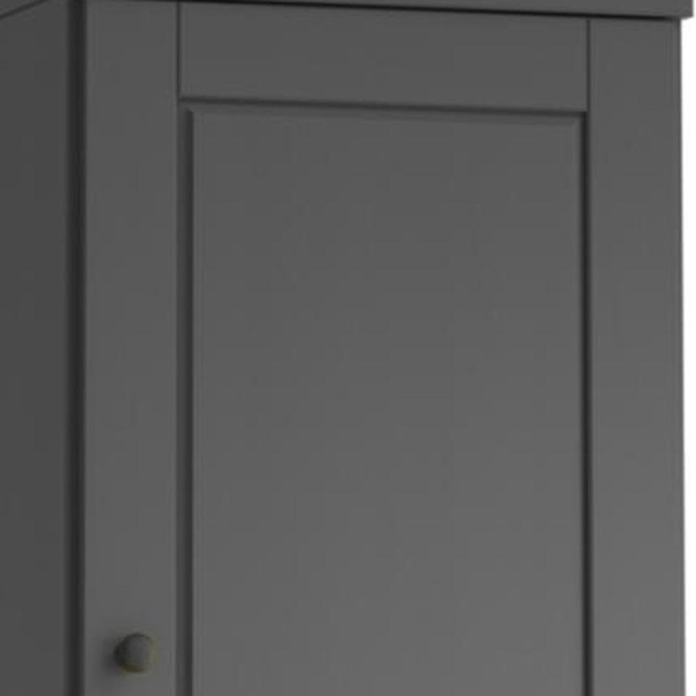 17" Gray Solid Wood Free Standing Double Door Linen Cabinet