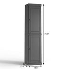 17" Gray Solid Wood Free Standing Double Door Linen Cabinet