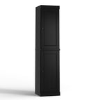 17" Black Solid Wood Free Standing Double Door Linen Cabinet