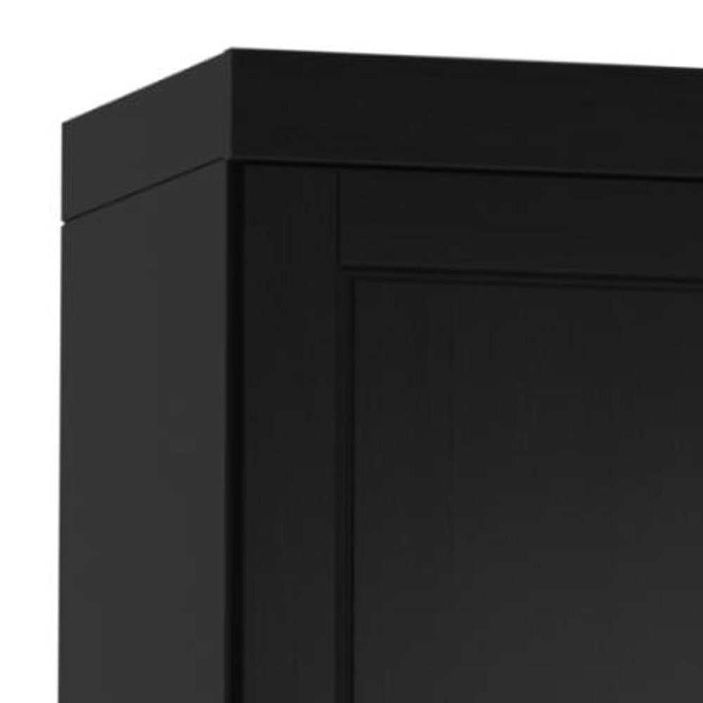 17" Black Solid Wood Free Standing Double Door Linen Cabinet