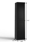 17" Black Solid Wood Free Standing Double Door Linen Cabinet