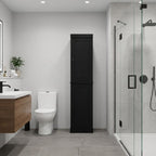 17" Black Solid Wood Free Standing Double Door Linen Cabinet