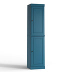 17" Teal Blue Solid Wood Free Standing Double Door Linen Cabinet
