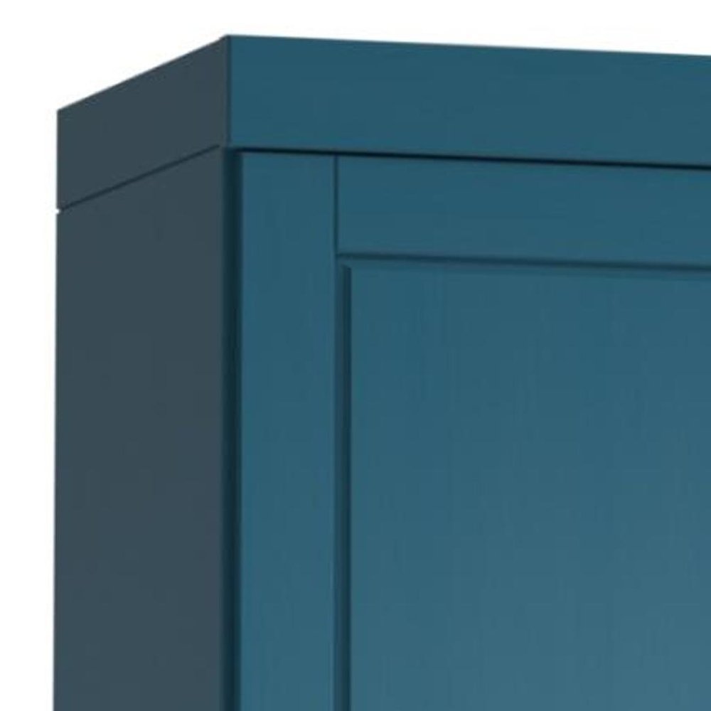 17" Teal Blue Solid Wood Free Standing Double Door Linen Cabinet