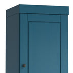 17" Teal Blue Solid Wood Free Standing Double Door Linen Cabinet