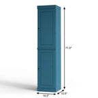 17" Teal Blue Solid Wood Free Standing Double Door Linen Cabinet