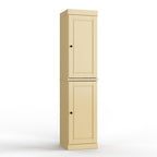 17" Yellow Solid Wood Free Standing Double Door Linen Cabinet