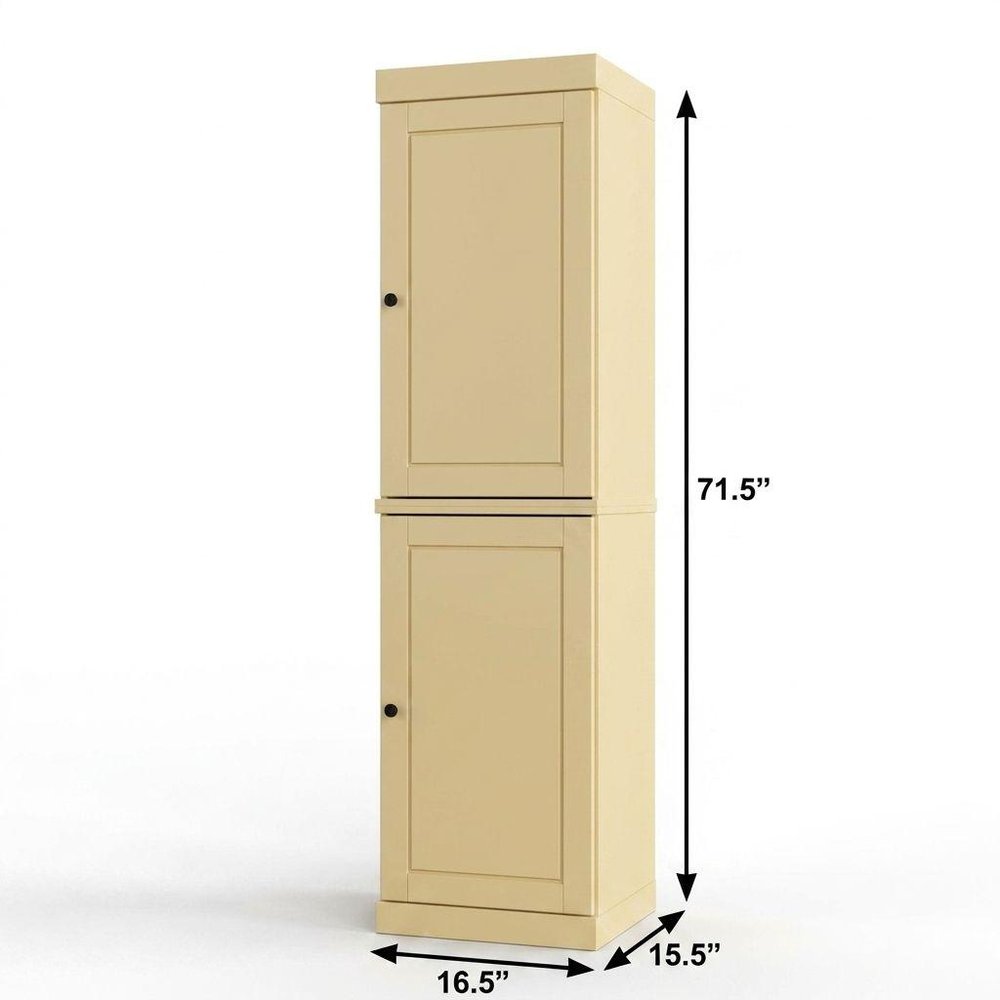 17" Yellow Solid Wood Free Standing Double Door Linen Cabinet