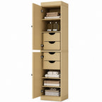 17" Yellow Solid Wood Free Standing Double Door Linen Cabinet