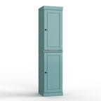 17" Aqua Solid Wood Free Standing Double Door Linen Cabinet