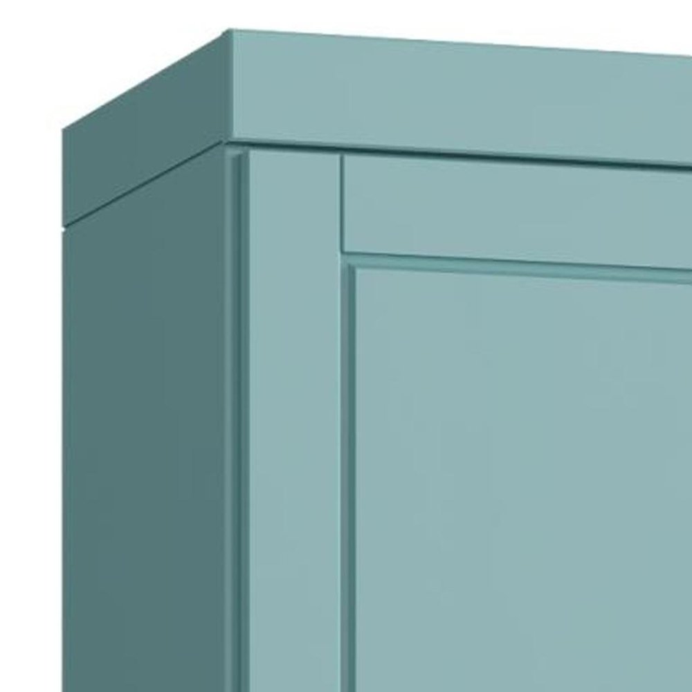 17" Aqua Solid Wood Free Standing Double Door Linen Cabinet