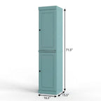 17" Aqua Solid Wood Free Standing Double Door Linen Cabinet