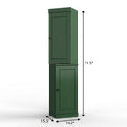 17" Green Solid Wood Free Standing Double Door Linen Cabinet