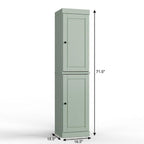 17" Sage Solid Wood Free Standing Double Door Linen Cabinet