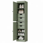 17" Sage Solid Wood Free Standing Double Door Linen Cabinet