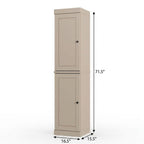 17" Beige Solid Wood Free Standing Double Door Linen Cabinet
