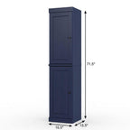17" Navy Blue Solid Wood Free Standing Double Door Linen Cabinet