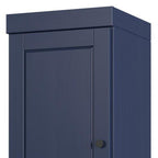 17" Navy Blue Solid Wood Free Standing Double Door Linen Cabinet