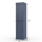 17" French Blue Solid Wood Free Standing Double Door Linen Cabinet