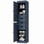 17" French Blue Solid Wood Free Standing Double Door Linen Cabinet