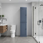 17" French Blue Solid Wood Free Standing Double Door Linen Cabinet