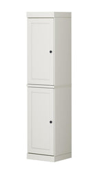 17" Off White Solid Wood Free Standing Double Door Linen Cabinet