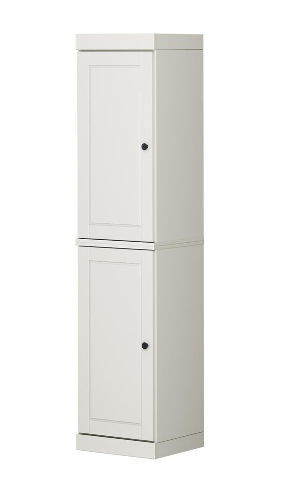 17" Off White Solid Wood Free Standing Double Door Linen Cabinet