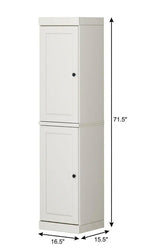 17" Off White Solid Wood Free Standing Double Door Linen Cabinet