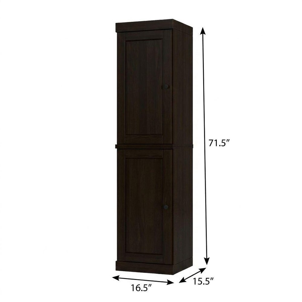 17" Espresso Solid Wood Free Standing Double Door Linen Cabinet