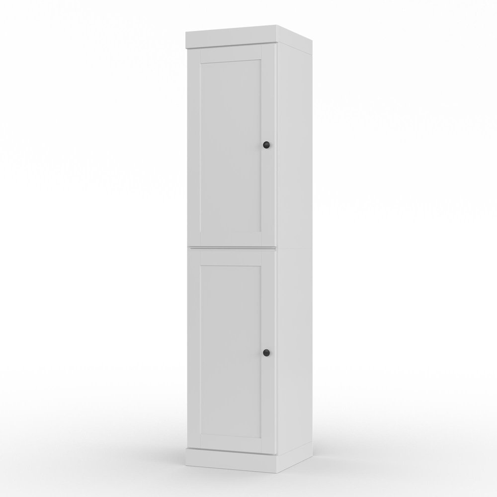 17" White Solid Wood Free Standing Double Door Linen Cabinet