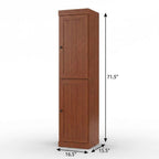 17" Coffee Solid Wood Free Standing Double Door Linen Cabinet