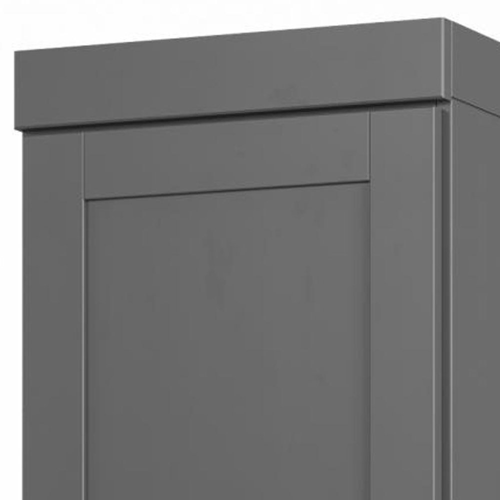 17" Gray Solid Wood Free Standing Double Door Linen Cabinet