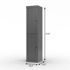 17" Gray Solid Wood Free Standing Double Door Linen Cabinet