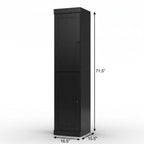 17" Black Solid Wood Free Standing Double Door Linen Cabinet