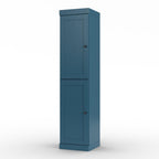 17" Teal Blue Solid Wood Free Standing Double Door Linen Cabinet