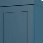 17" Teal Blue Solid Wood Free Standing Double Door Linen Cabinet