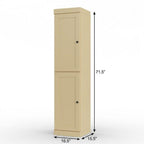 17" Yellow Solid Wood Free Standing Double Door Linen Cabinet
