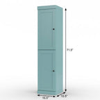 17" Aqua Solid Wood Free Standing Double Door Linen Cabinet