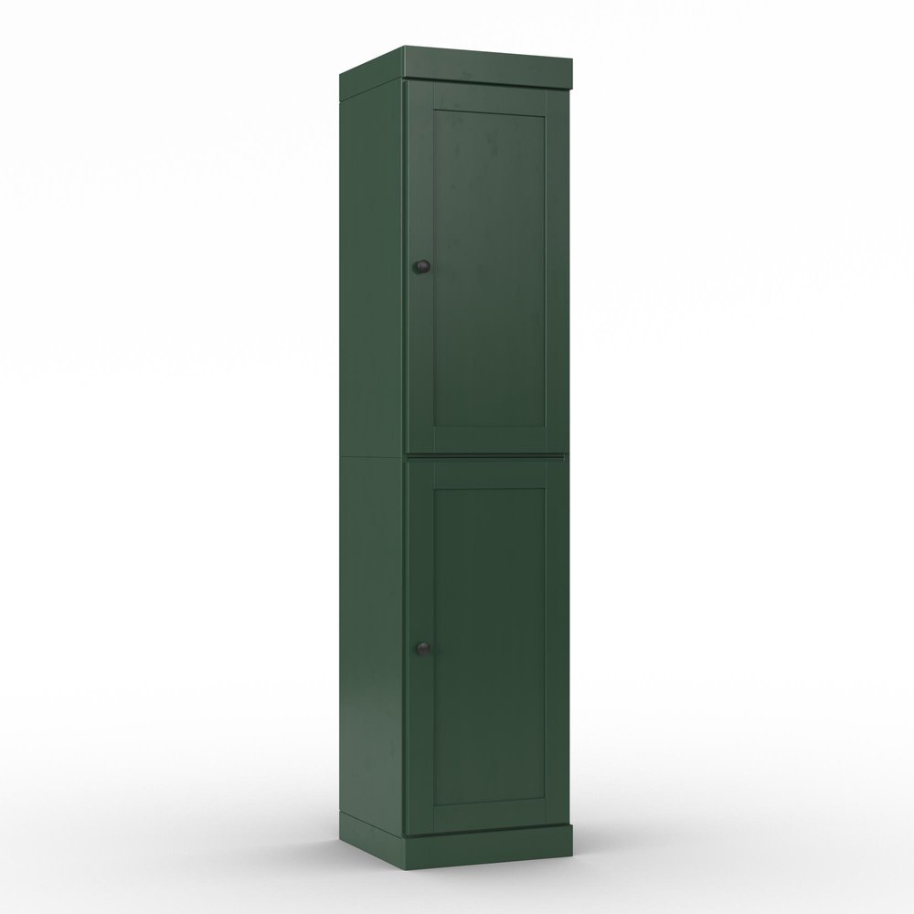 17" Green Solid Wood Free Standing Double Door Linen Cabinet