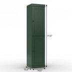 17" Green Solid Wood Free Standing Double Door Linen Cabinet