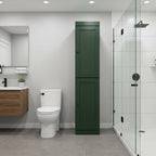 17" Green Solid Wood Free Standing Double Door Linen Cabinet