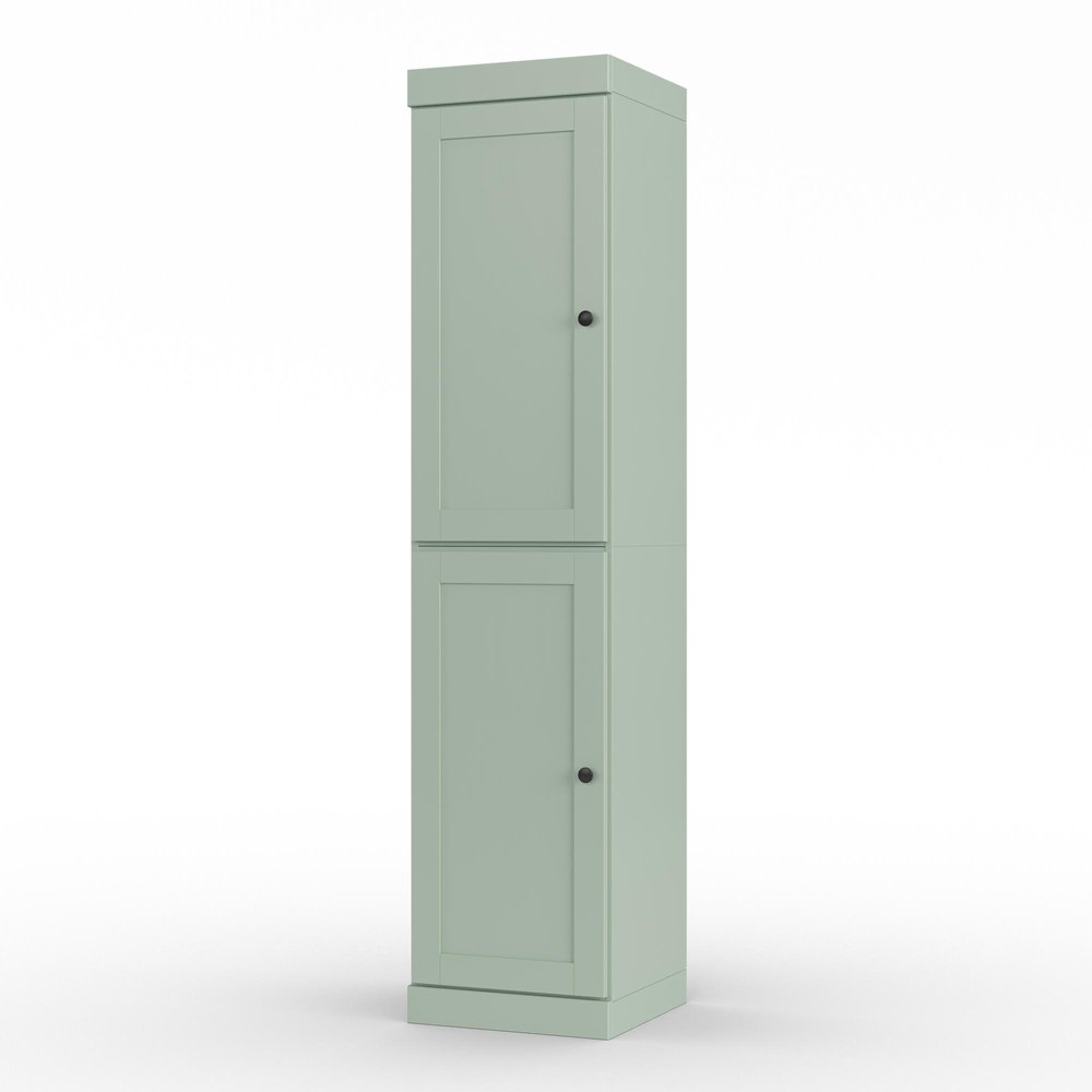 17" Sage Solid Wood Free Standing Double Door Linen Cabinet