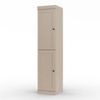 17" Beige Solid Wood Free Standing Double Door Linen Cabinet