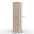 17" Beige Solid Wood Free Standing Double Door Linen Cabinet