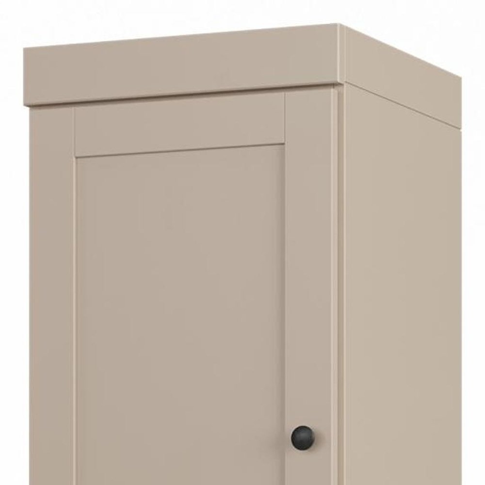 17" Beige Solid Wood Free Standing Double Door Linen Cabinet