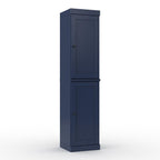 17" Navy Blue Solid Wood Free Standing Double Door Linen Cabinet