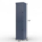 17" French Blue Solid Wood Free Standing Double Door Linen Cabinet