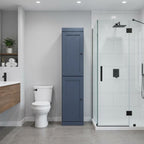 17" French Blue Solid Wood Free Standing Double Door Linen Cabinet